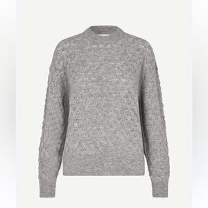SAMSOE SAMSOE Light Gray Textured Crewneck Sweater